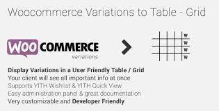 Woocommerce Variations to Table – Grid